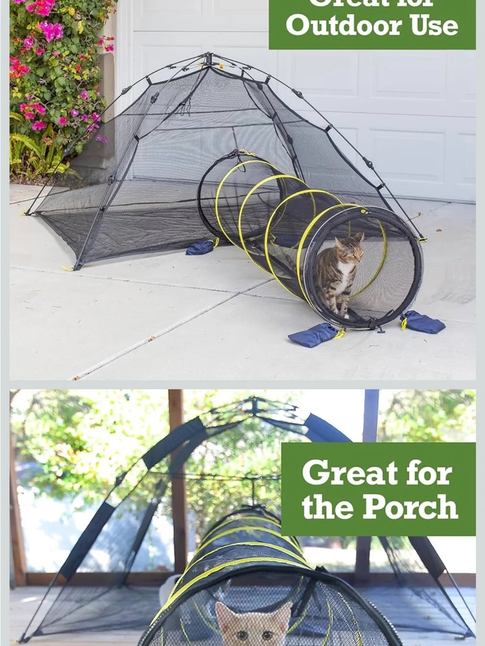 Outdoor habitat Cat Play Enclosure with Yellow-Trim Tunnel New in bags